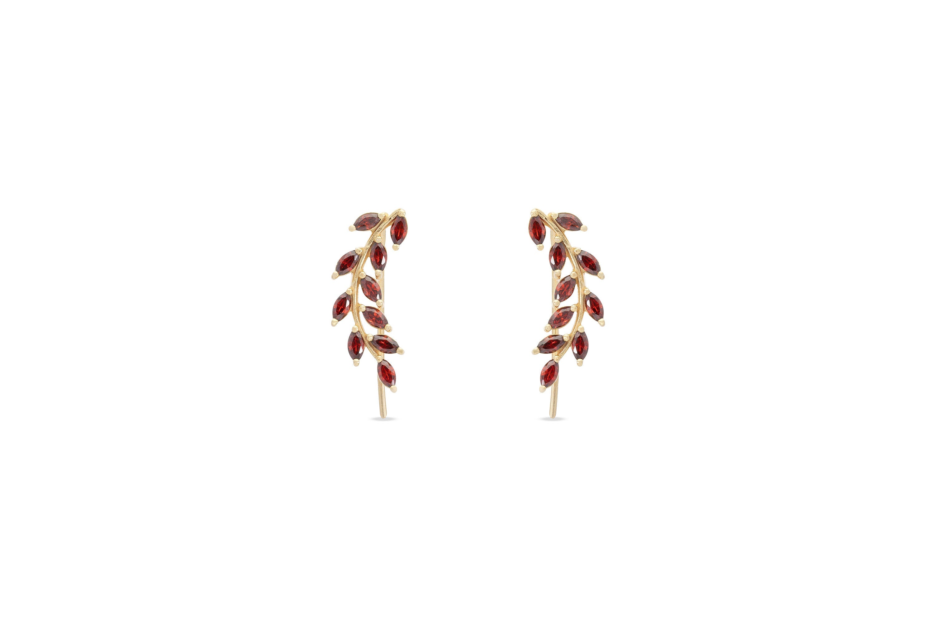 Garnet Earring Climber / Marquise Ear Crawlers Earring / Ear Climber Earring / Bridesmaid Gift / January Birthstones / Valentinus's Day Gift